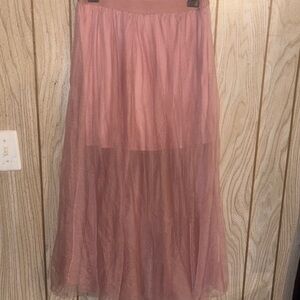 She + Sky Dusty Rose Layered Tulle Maxi Skirt